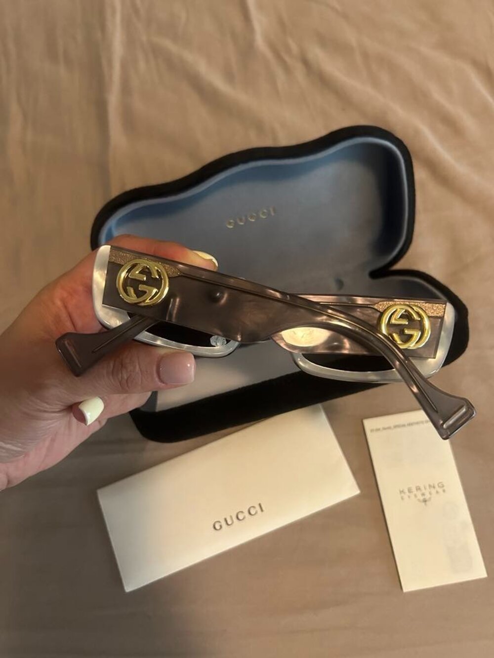 Gucci Gray Rectangular Mirrored Sunglasses
